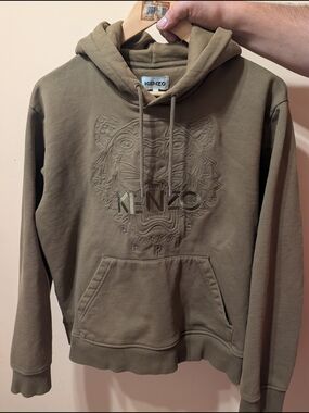 Kenzo Olive Green Embroidered Tiger Pullover Hoodie
